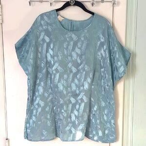 EUC Citilites Aqua Shiny Batwing Top sz XXL HTF Vintage Plus! 80s 90s Cool
